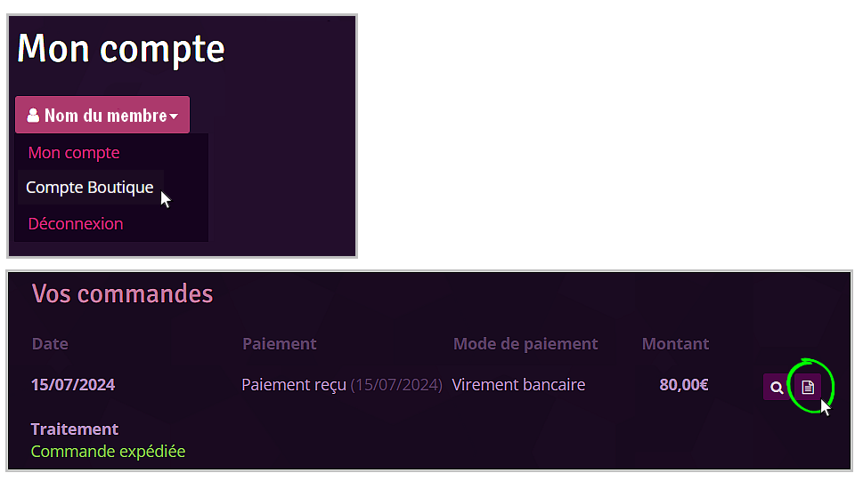 Exemple récupérer sa facture